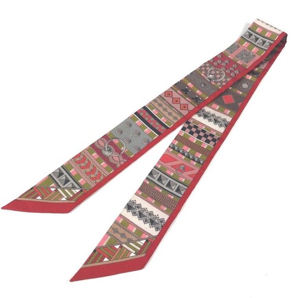 HERMES Twilly Twilly Collier de Chien Bandeau Scarf Scarf silk Red - Picture 2 of 15